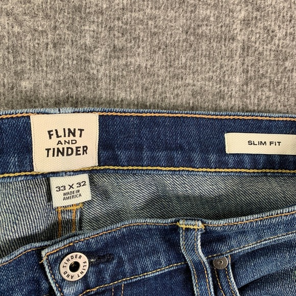 Flint And Tinder Selvedge Jeans Men 33x32 Slim Fit Pants Modern - Picture 2 of 14